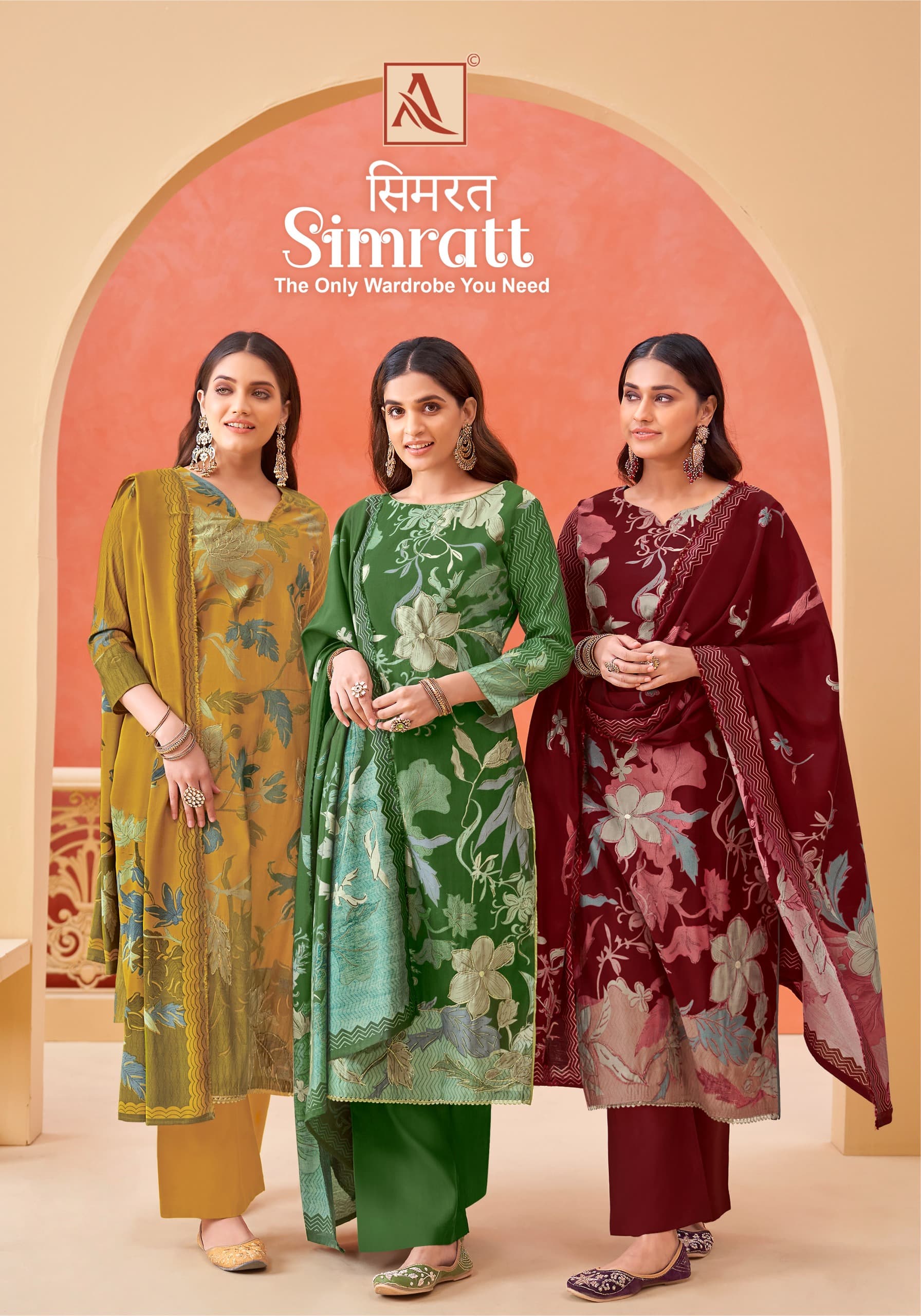 Alok Suit Simratt Viscose With Aari Work Unstitch Salwar Kameez Supplier In Surat