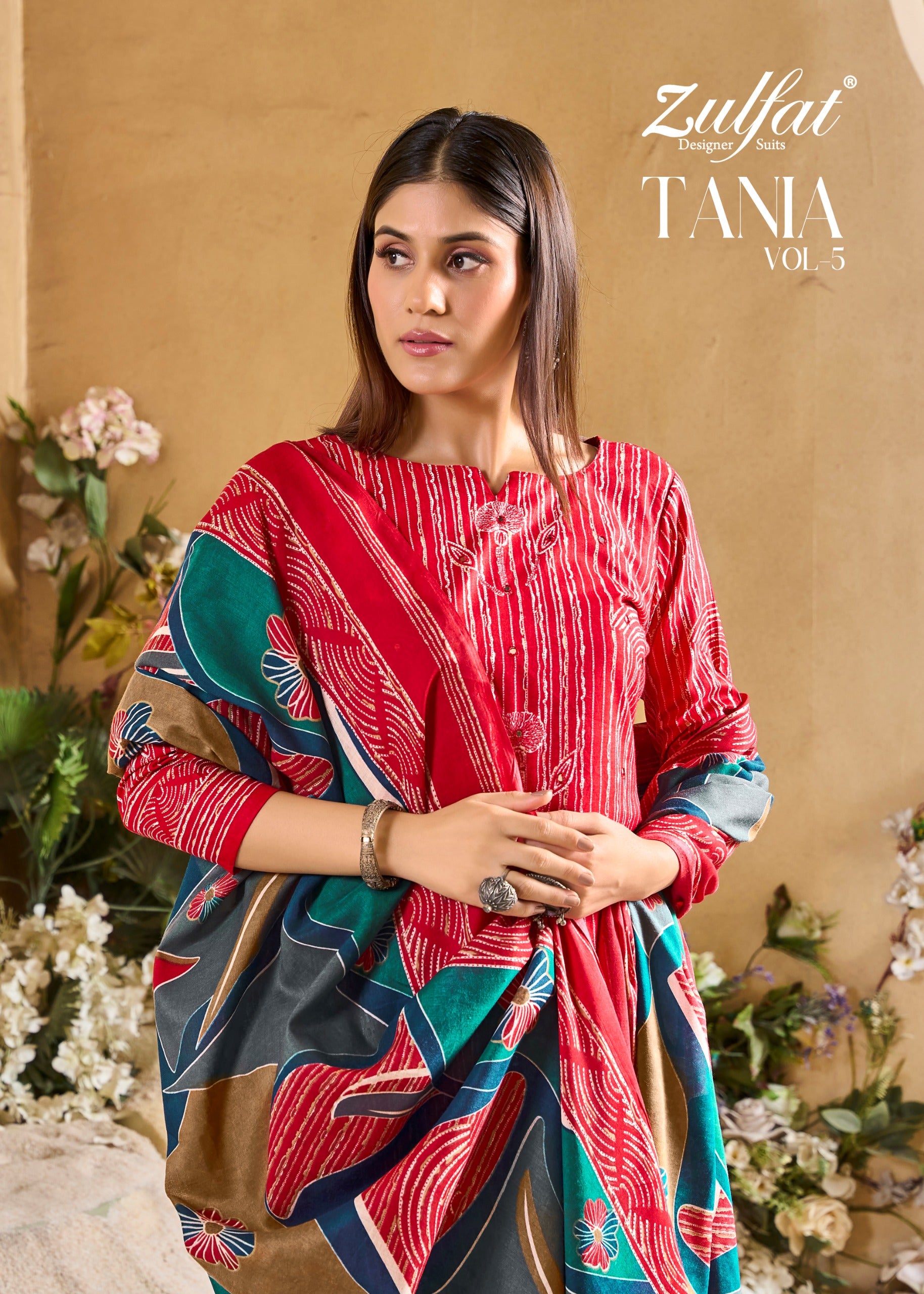 Zulfat Designer Suits Tania Vol 5 Cotton handwork salwar suits wholesaler