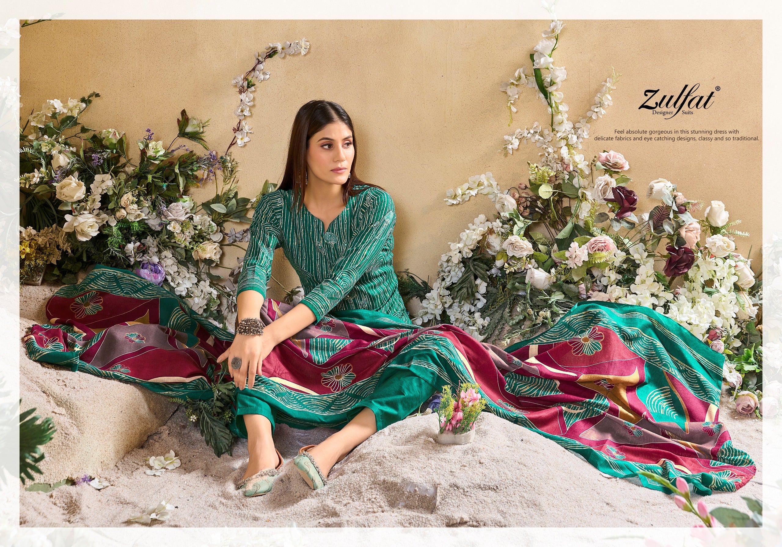 Zulfat Designer Suits Tania Vol 5 Cotton handwork salwar suits wholesaler