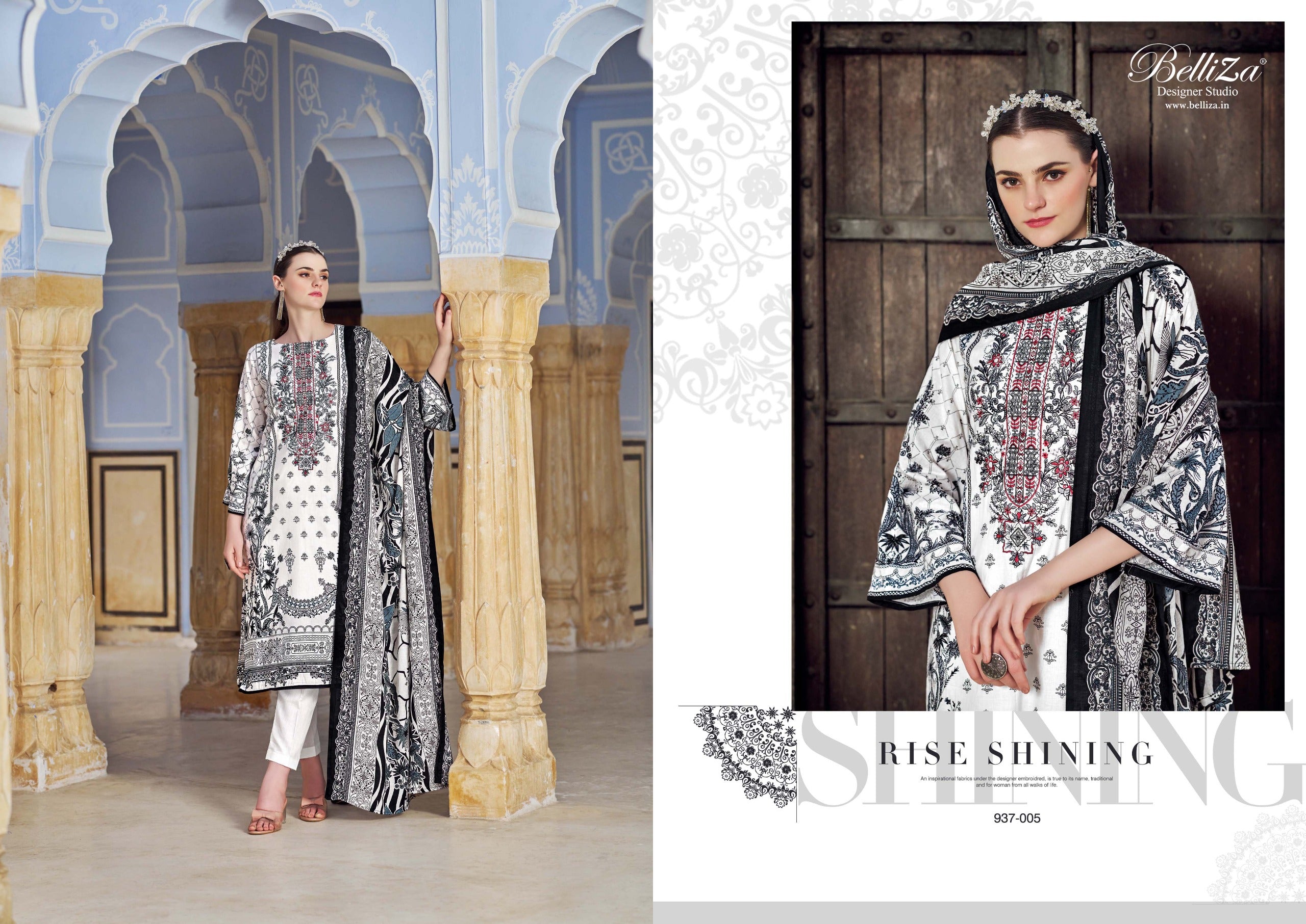 Belliza Naira Black & White Vol 3 Cotton With Work Unstitch Salwar Suit Collection