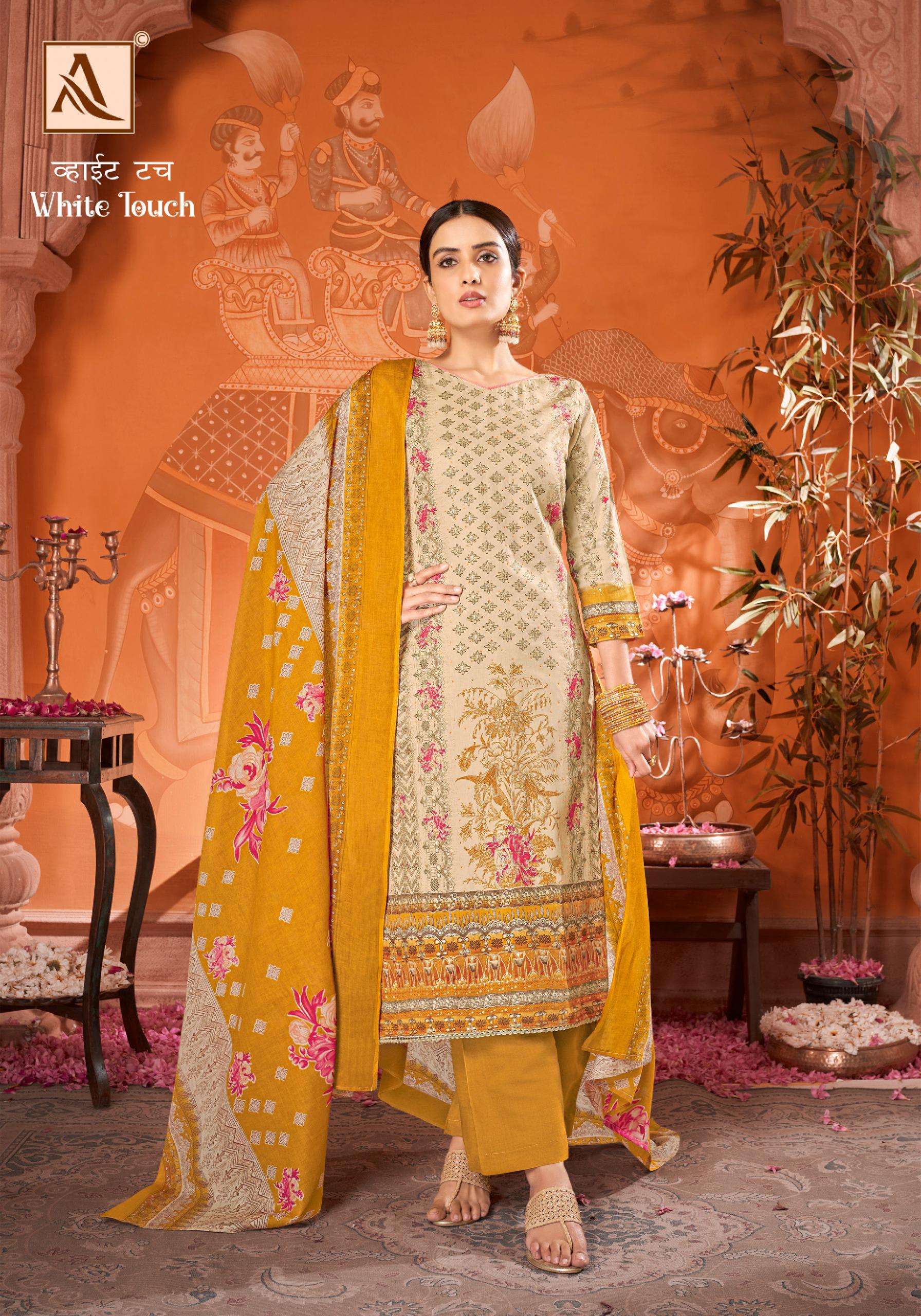 Alok Suit White Touch Jam Cotton With Work Salwar Kameez Supplier In Surat