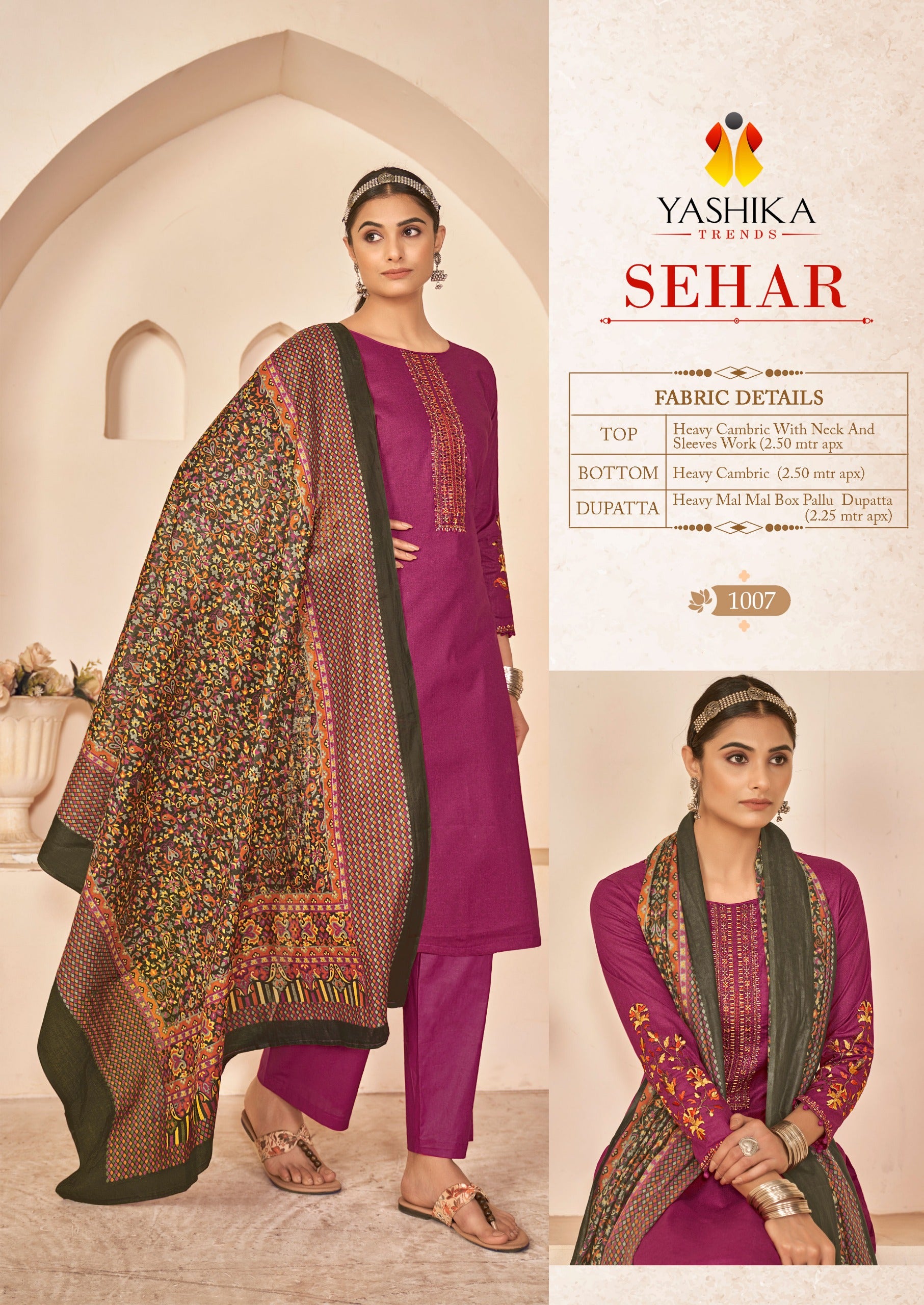 Yashika Trends Sehar Cotton With Embroidery Work Salwar Suits Wholesale Supplier In Surat