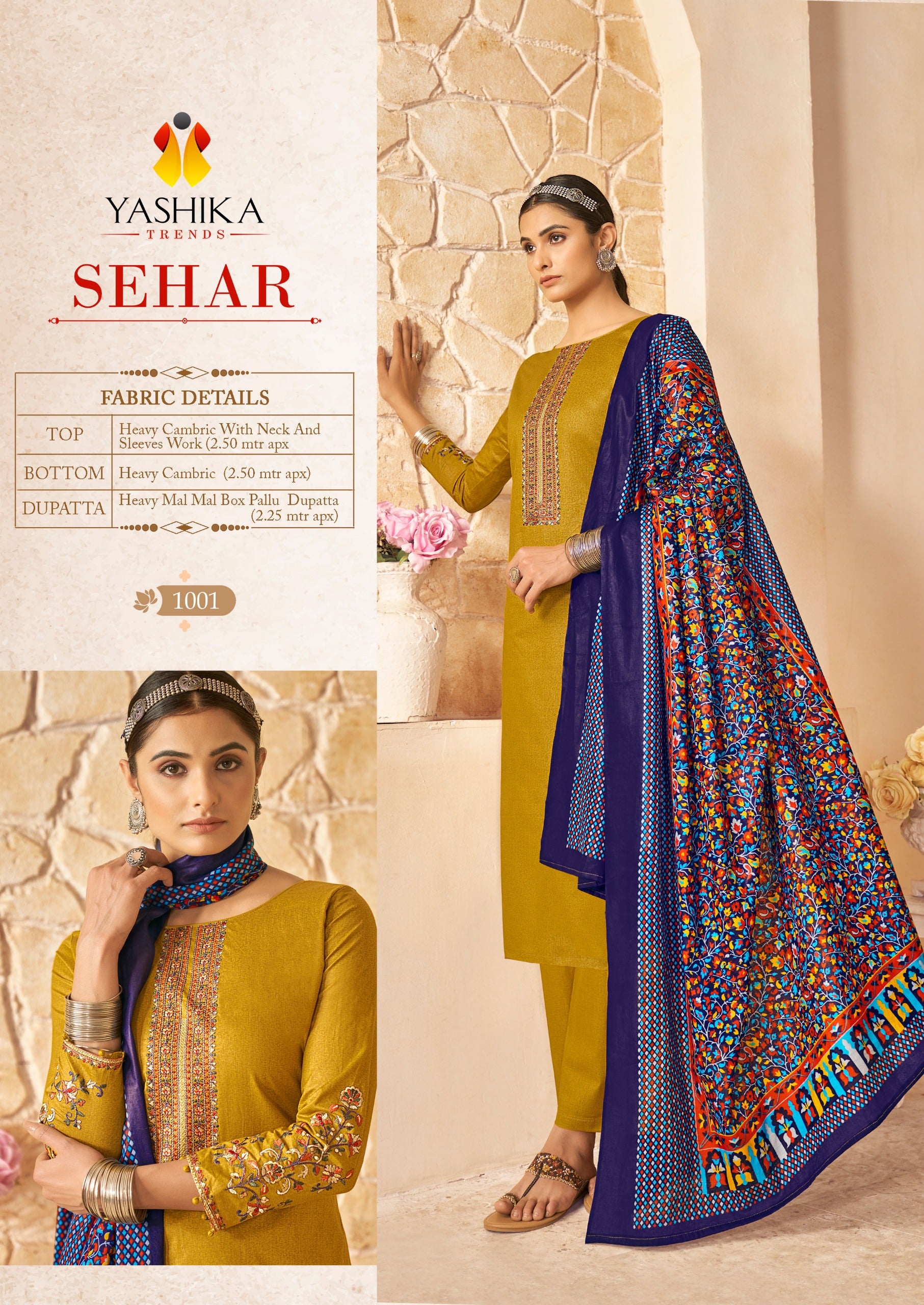 Yashika Trends Sehar Cotton With Embroidery Work Salwar Suits Wholesale Supplier In Surat