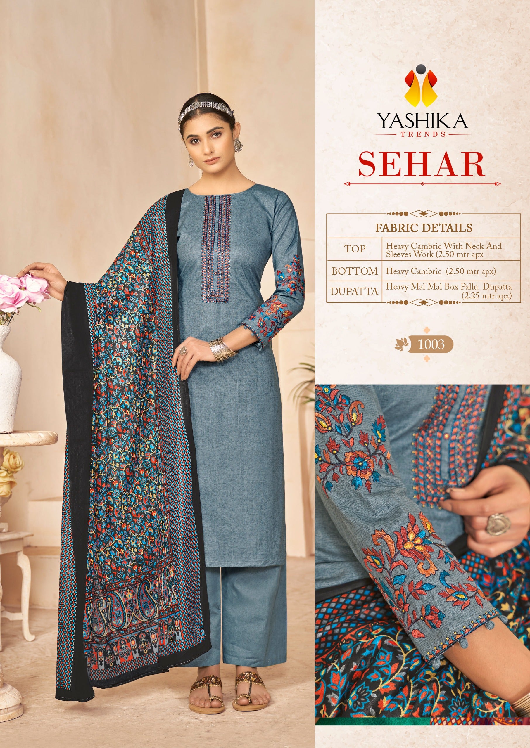 Yashika Trends Sehar Cotton With Embroidery Work Salwar Suits Wholesale Supplier In Surat