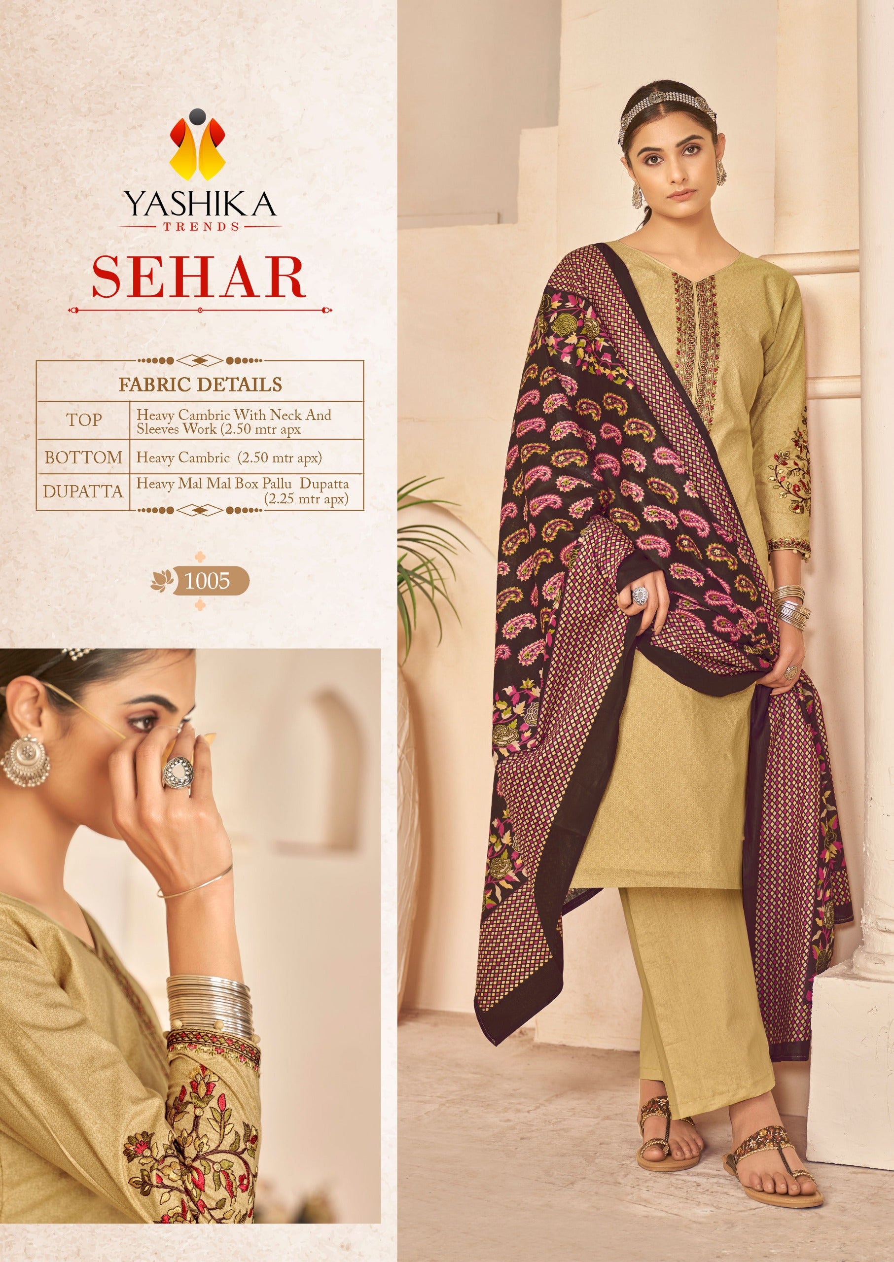 Yashika Trends Sehar Cotton With Embroidery Work Salwar Suits Wholesale Supplier In Surat