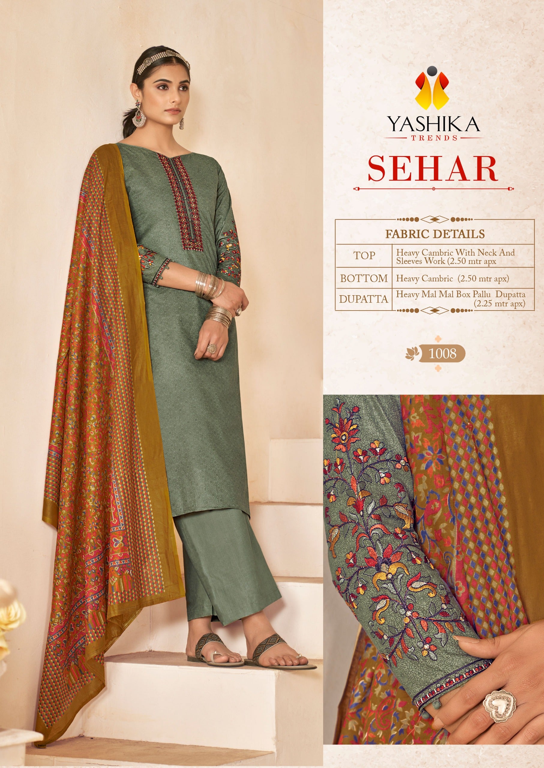 Yashika Trends Sehar Cotton With Embroidery Work Salwar Suits Wholesale Supplier In Surat