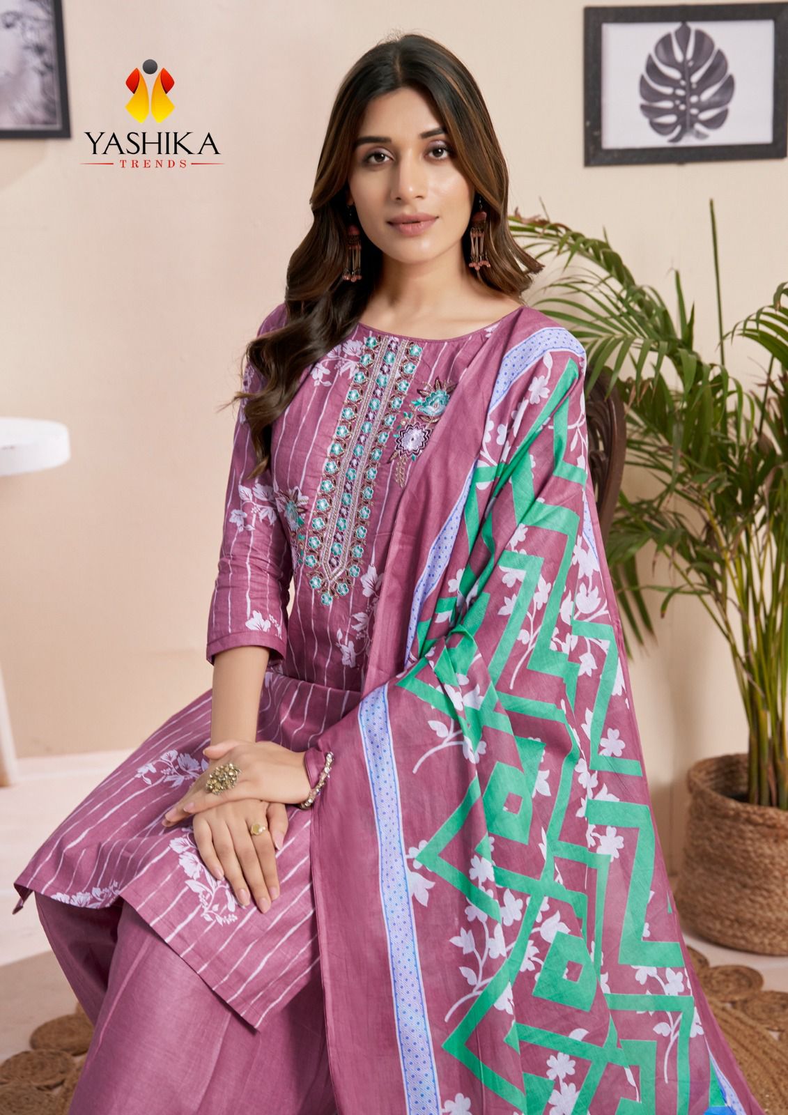 Yashika trends Simayaa Cotton With Embroidery Work Salwar Suit At Low Price