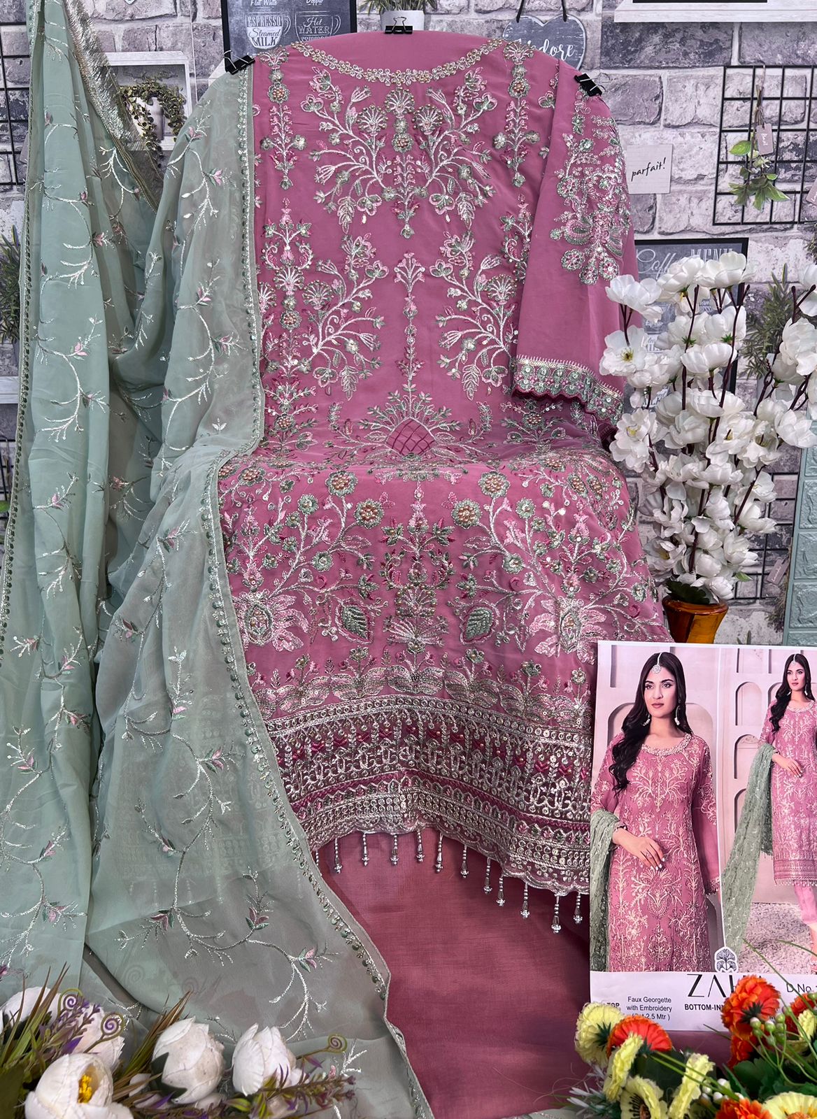 Zaha Zarina Vol 3 Georgette With Embroidery Work Salwar Suits At Wholesale Price