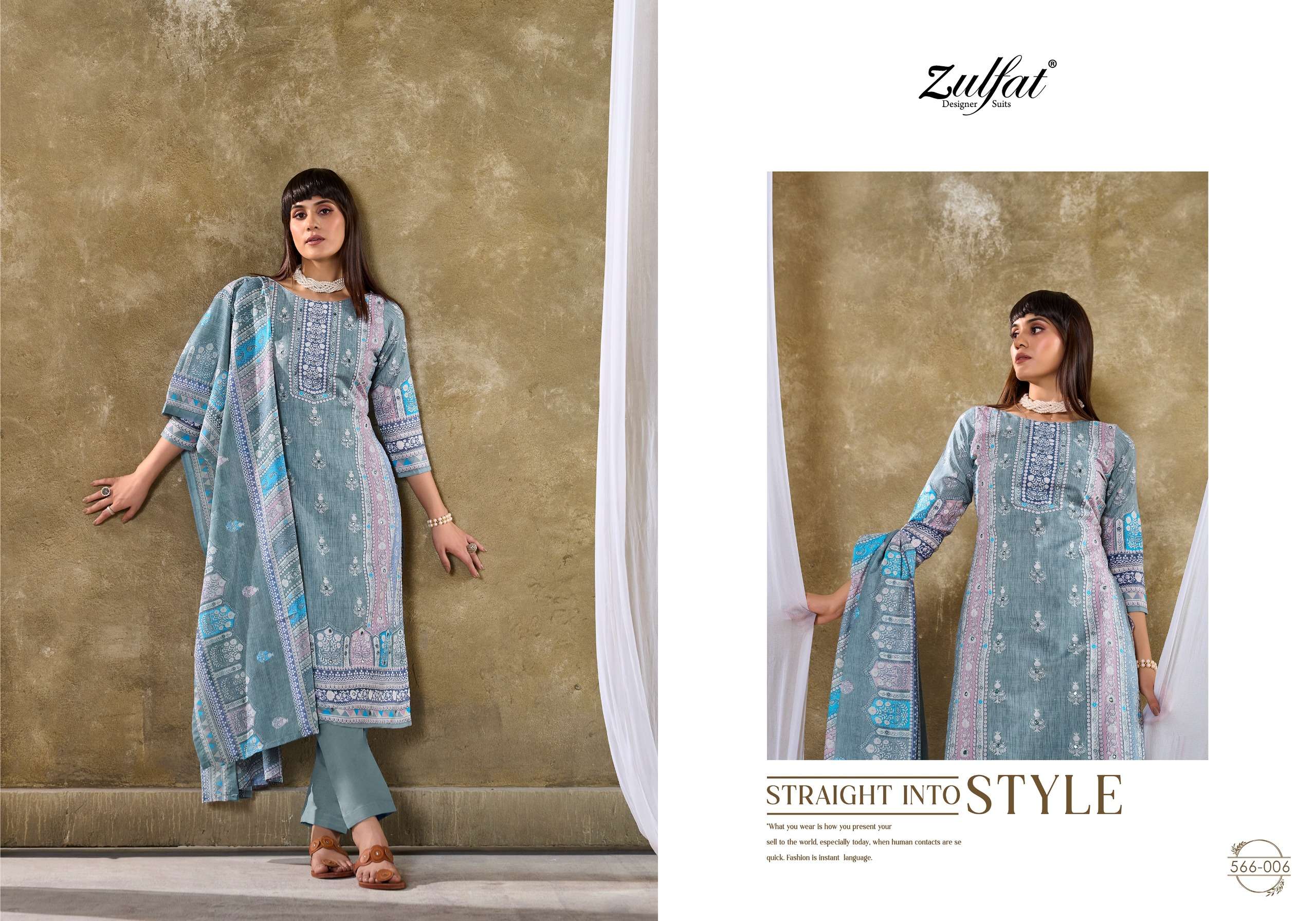 Zulfat Designer Suits Summer Swag Cotton Salwar Suits Wholesale Catalog