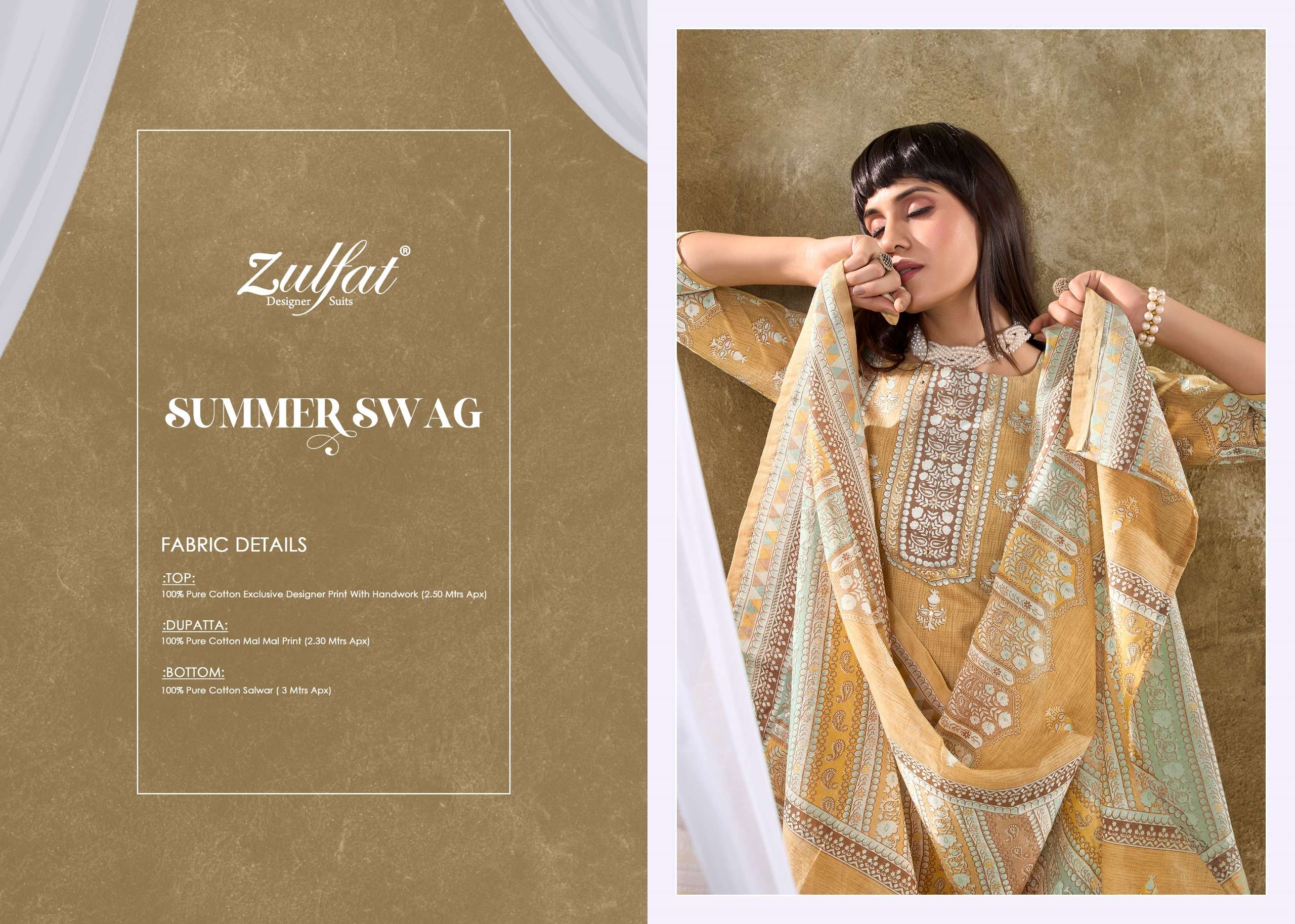 Zulfat Designer Suits Summer Swag Cotton Salwar Suits Wholesale Catalog