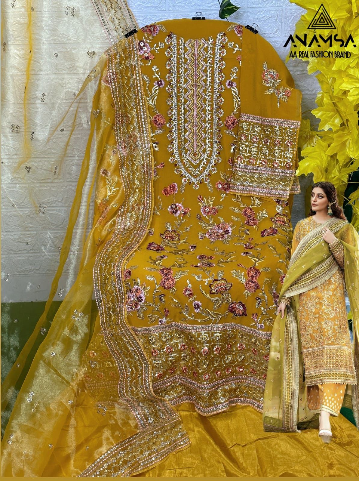 Anamsa 7773 D.no. 262 georgette with embroidery work pakistani georgette dress designs - jilaniwholesalesuit