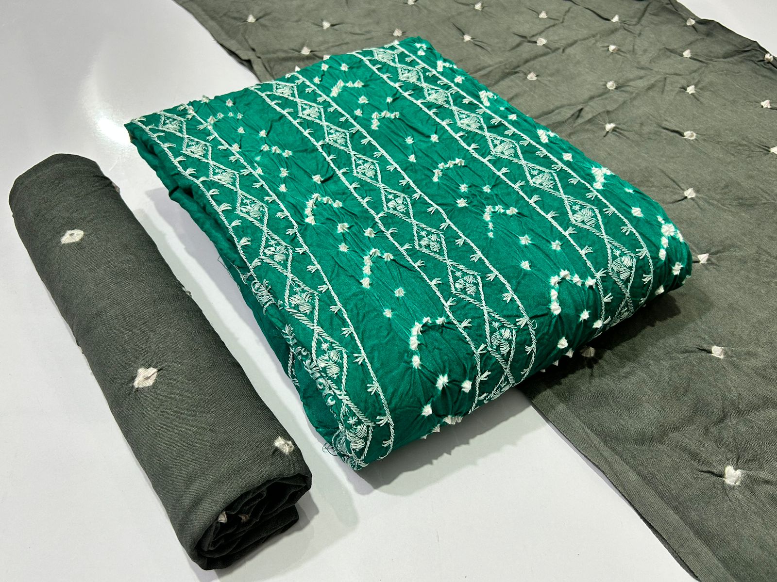 Jilani Textile Bandhani Vol 2 Rayon With Embroidery Work Bandhani Dress Material Jetpur - jilaniwholesalesuit