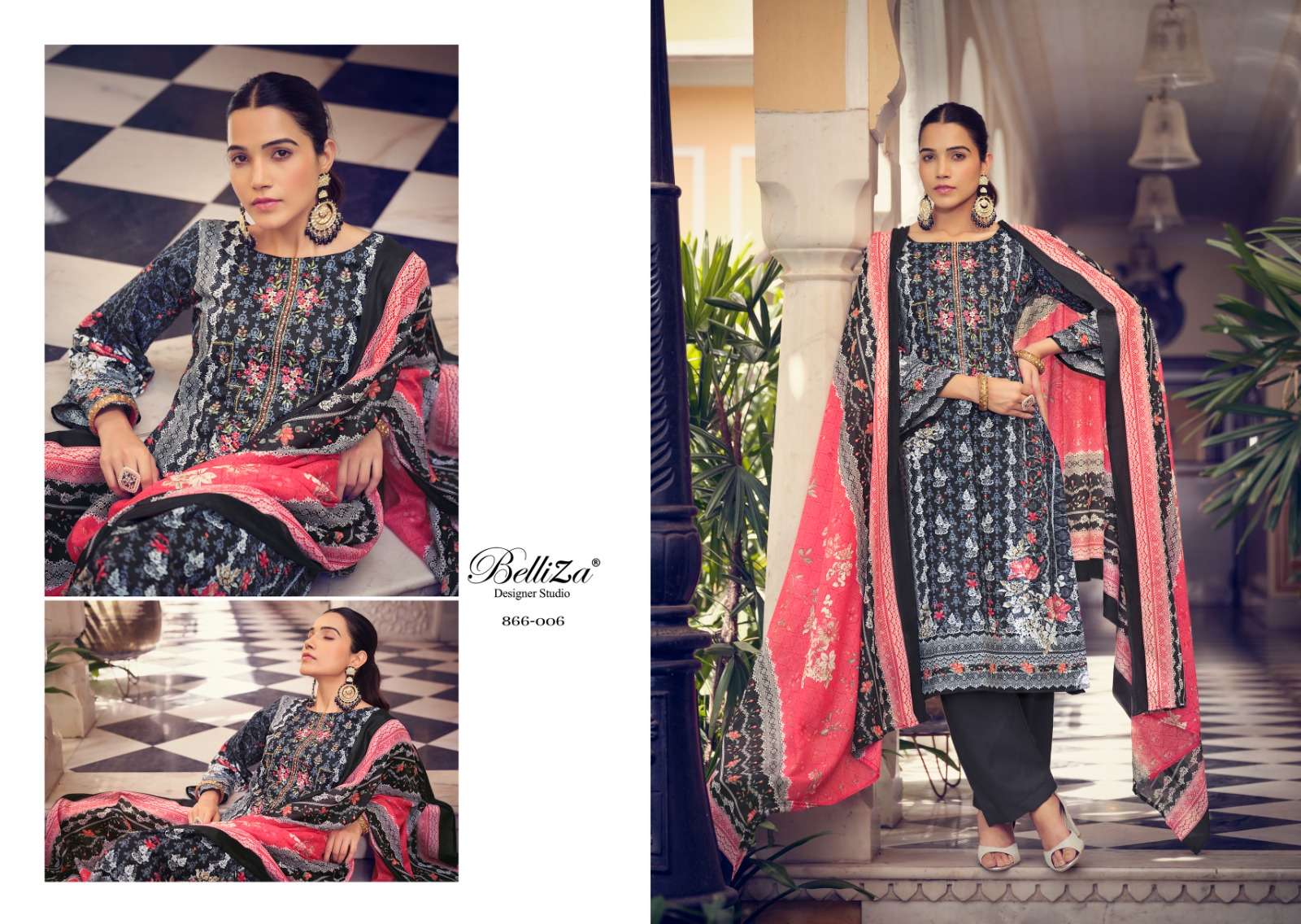 Belliza Designer Studio Naira Vol 27 Cotton Digital Print Embroidery Work Salwar Suits Collection At Wholesale Rate - jilaniwholesalesuit