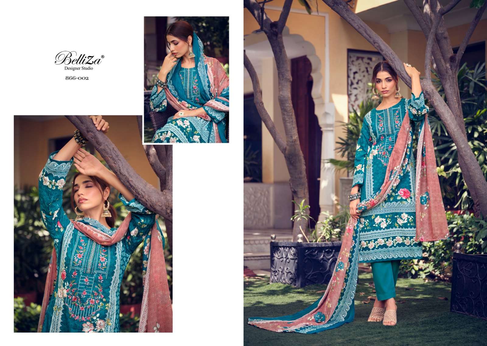 Belliza Designer Studio Naira Vol 27 Cotton Digital Print Embroidery Work Salwar Suits Collection At Wholesale Rate - jilaniwholesalesuit