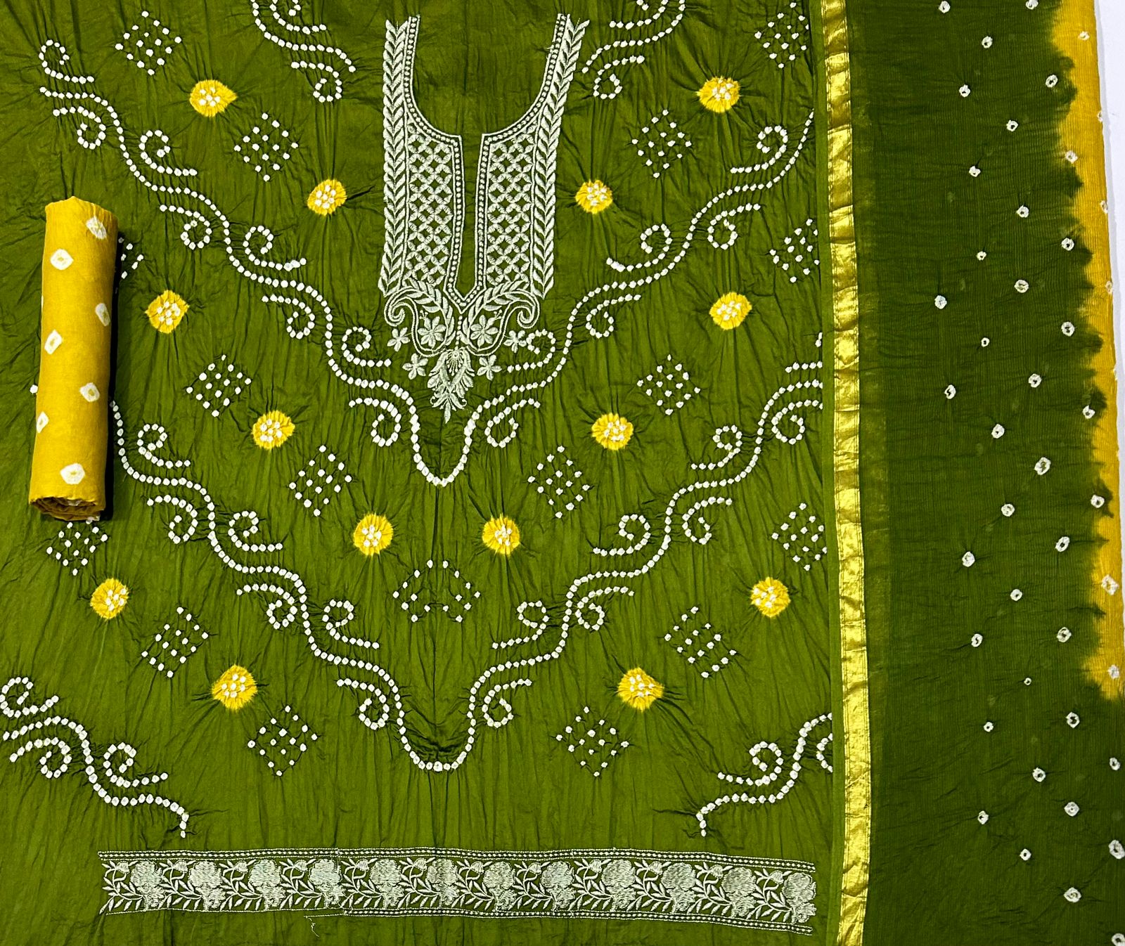 Jilani Textile Embroidery Work Bandhani Dress Material Manufacturer In Jetpur - jilaniwholesalesuit