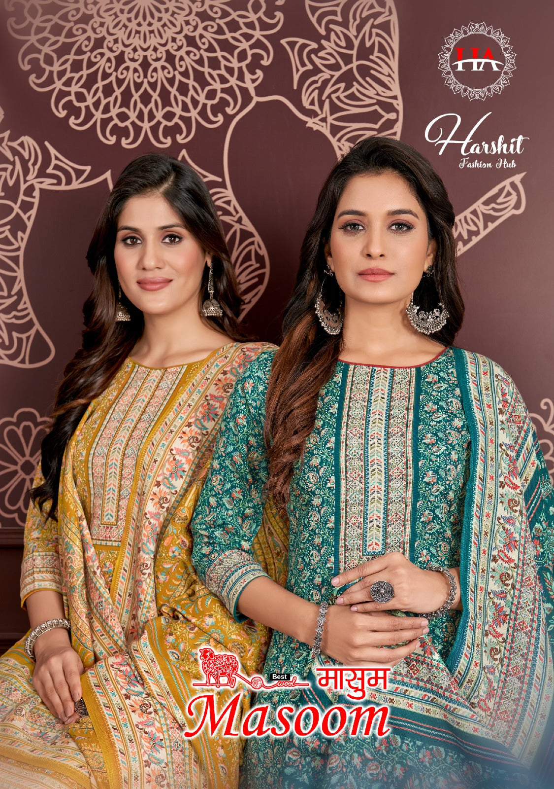 Harshit Fashion Hub Masoom Pashmina Spun Digital Print with Swarovski Diamond Work salwar suit latest collection - jilaniwholesalesuit