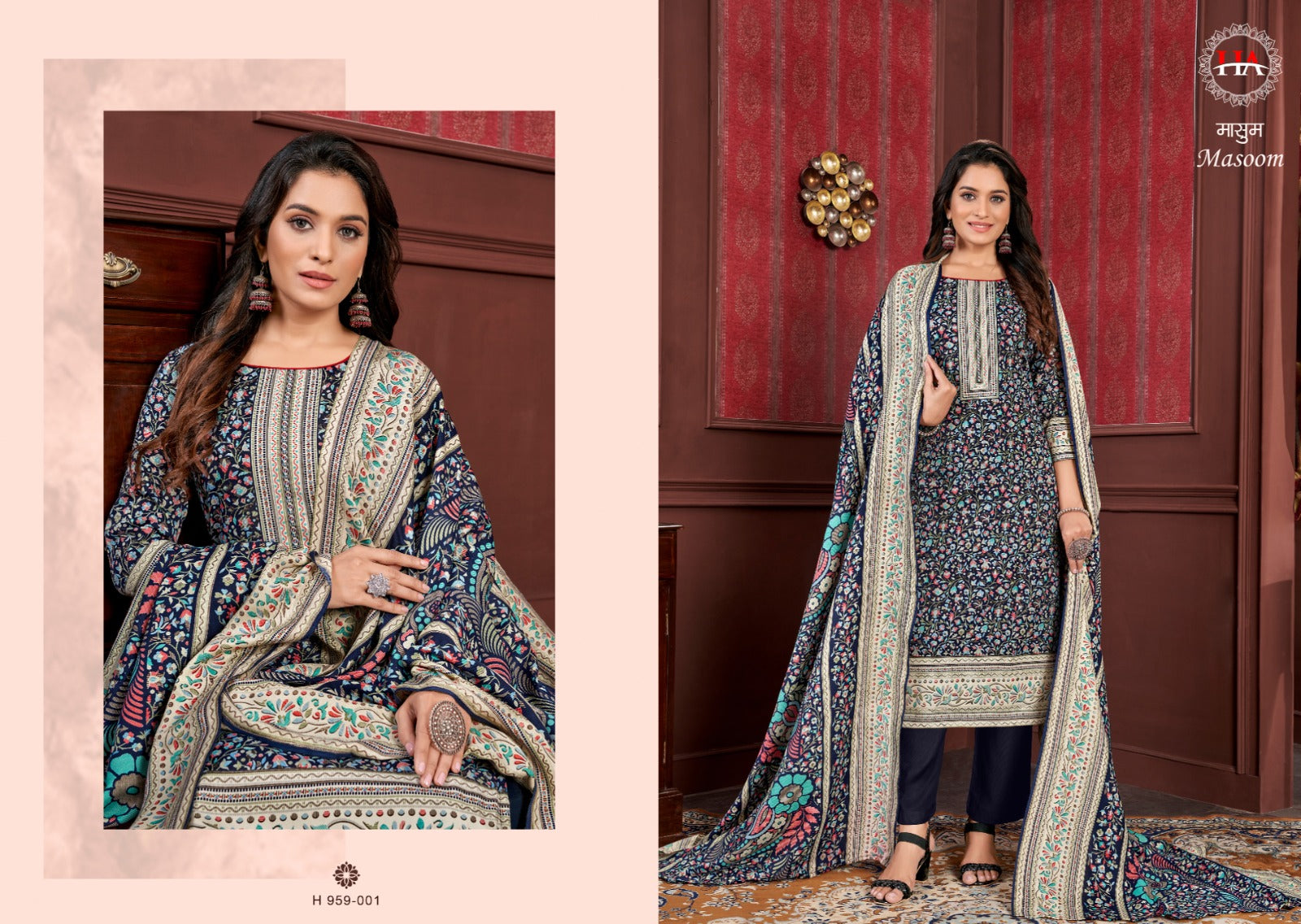 Harshit Fashion Hub Masoom Pashmina Spun Digital Print with Swarovski Diamond Work salwar suit latest collection - jilaniwholesalesuit