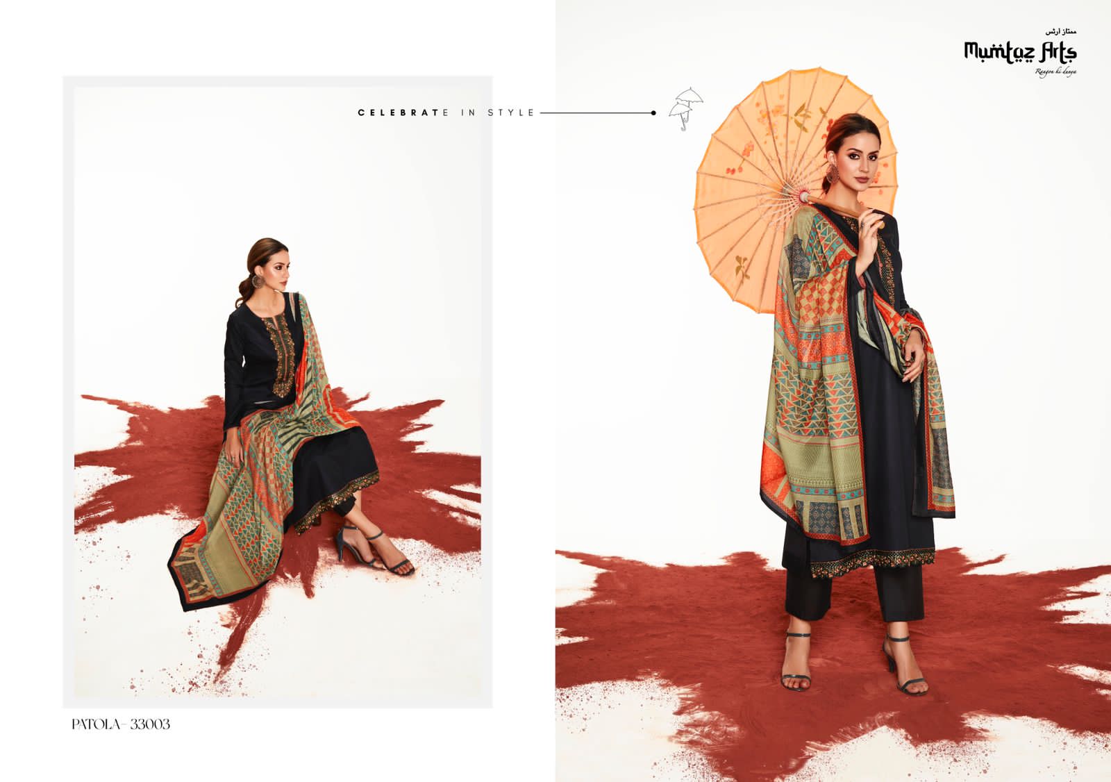 Mumtaz Arts patola Jam Satin With Embroidery Work Salwar Suits Wholesale Supplier - jilaniwholesalesuit