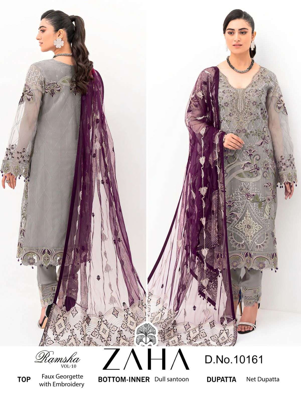 Zaha ramsha vol 10 Georgette With Embroidery Work Pakistani Salwar Suits At Wholesale Rate - jilaniwholesalesuit