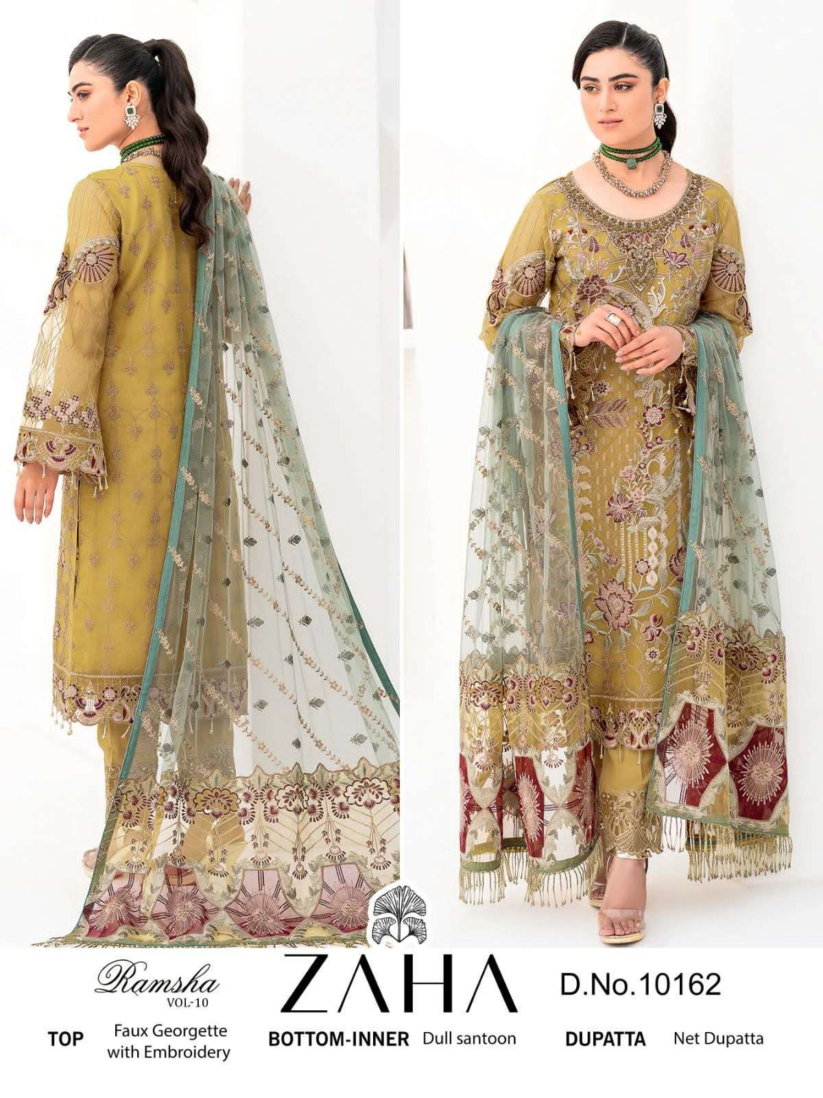 Zaha ramsha vol 10 Georgette With Embroidery Work Pakistani Salwar Suits At Wholesale Rate - jilaniwholesalesuit
