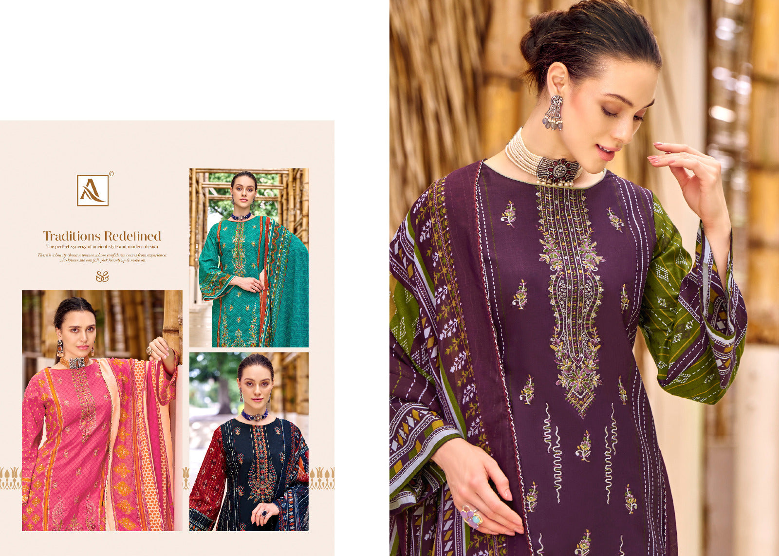 Alok suits sana sara cambric cotton pakistani printed dress material wholesaler in surat - jilaniwholesalesuit