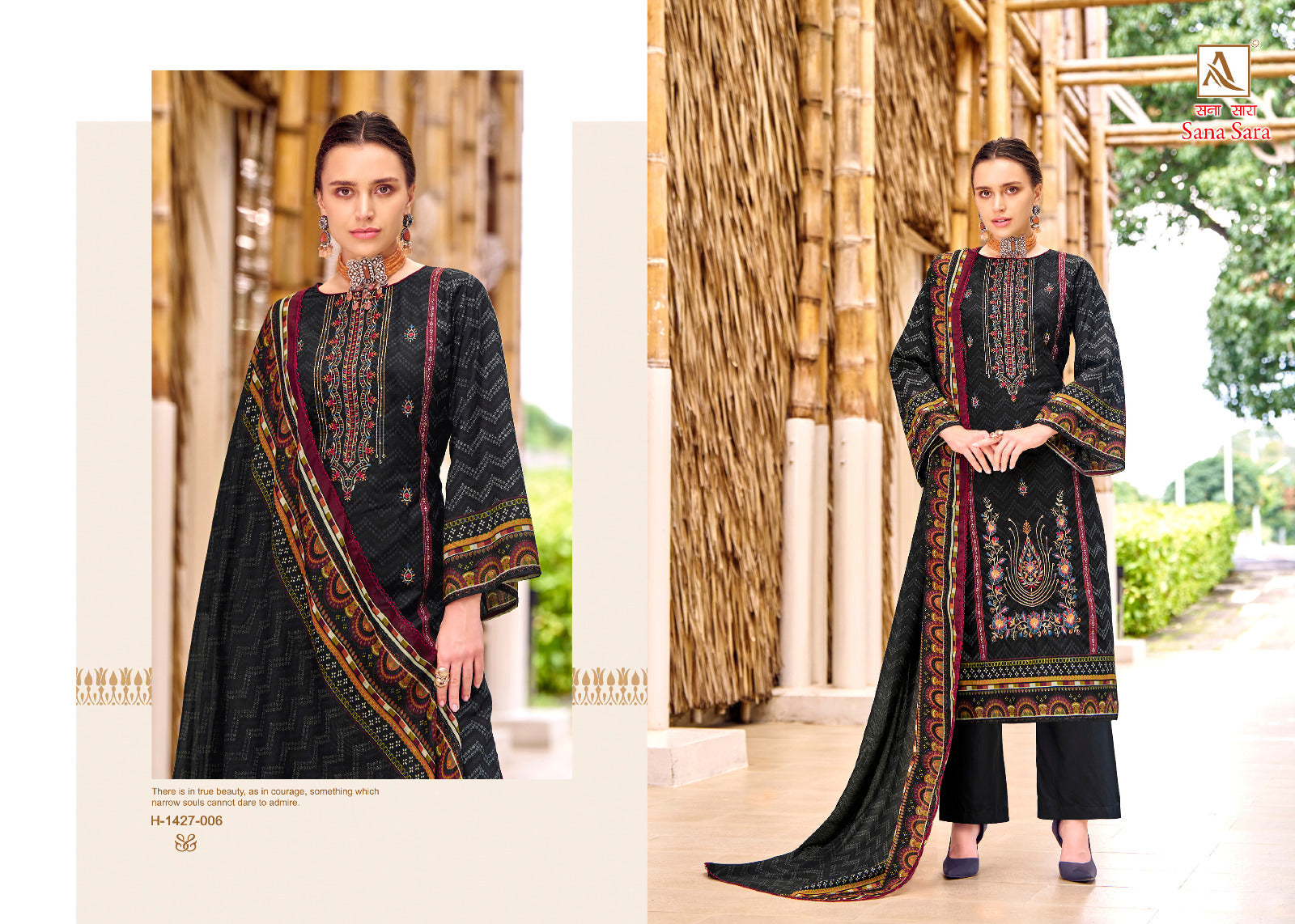 Alok suits sana sara cambric cotton pakistani printed dress material wholesaler in surat - jilaniwholesalesuit